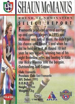 1996 Select AFL #214 Shaun McManus Back